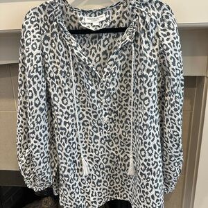 Emerson Fry Gray and White Leopard Print Top